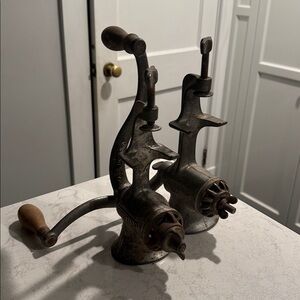 Vintage Cast Iron Meat Grinder universal one and two